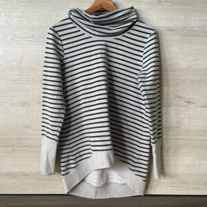Lole Gray Long Sleeve Striped Cowl Neck Sweater
